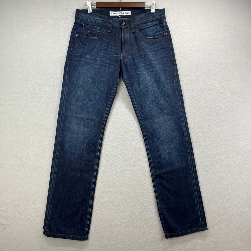 Express Jeans Rocco Mens 30x32 Blue Slim Fit Straight Leg Denim Pants
